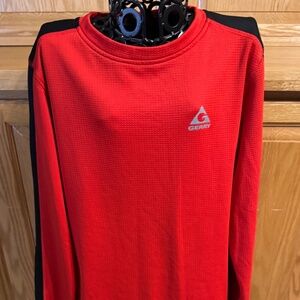 Gerry Medium Boys (10-12) Long Sleeve Fleece Lined Warm Crewneck Shirt Red